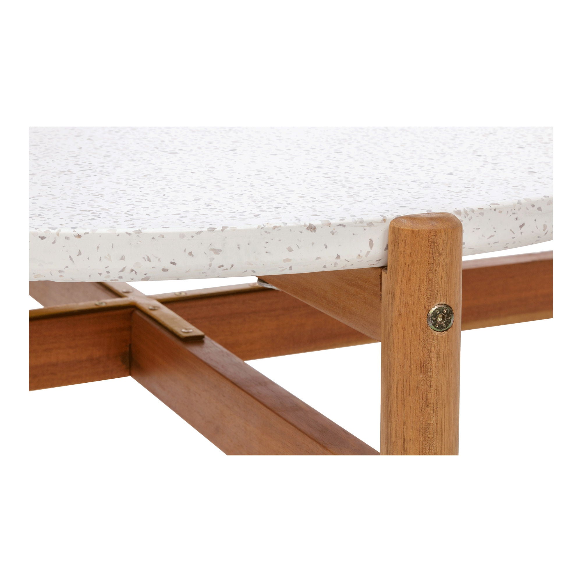 Salongbord, Acacia/terazzo, natur<br>Ø84,5x38,5 cm