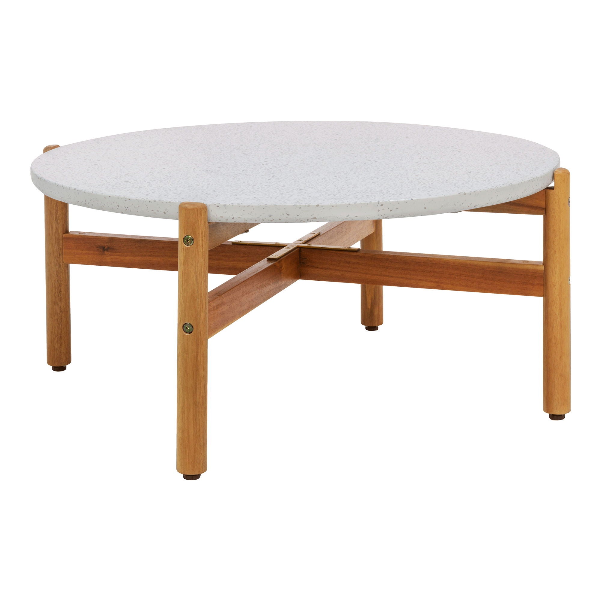 Salongbord, Acacia/terazzo, natur<br>Ø84,5x38,5 cm