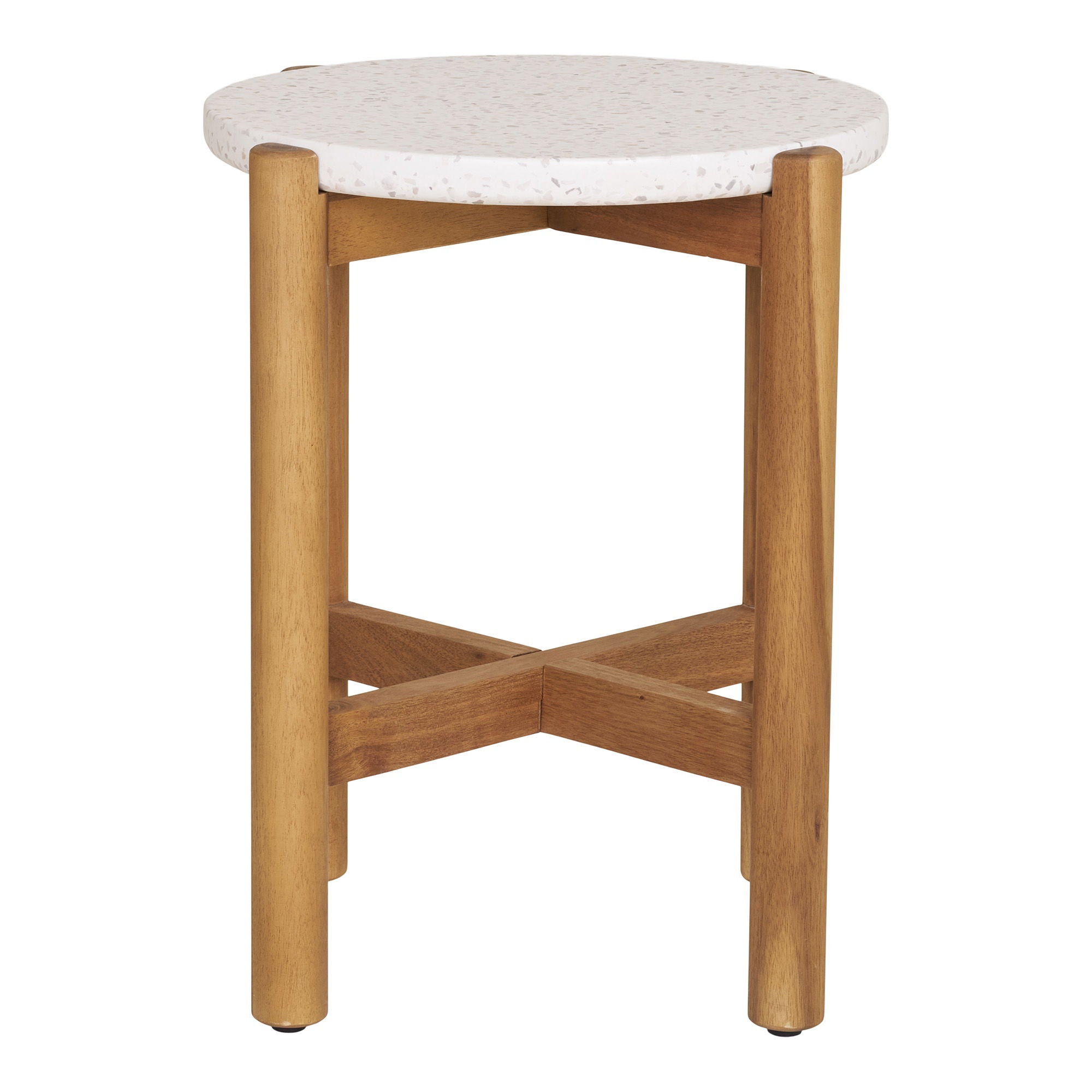 Sidebord, Acacia/Terazzo, natur<br>Ø37x46 cm