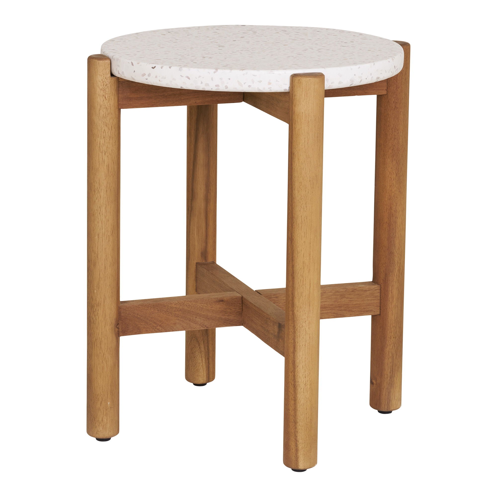 Sidebord, Acacia/Terazzo, natur<br>Ø37x46 cm
