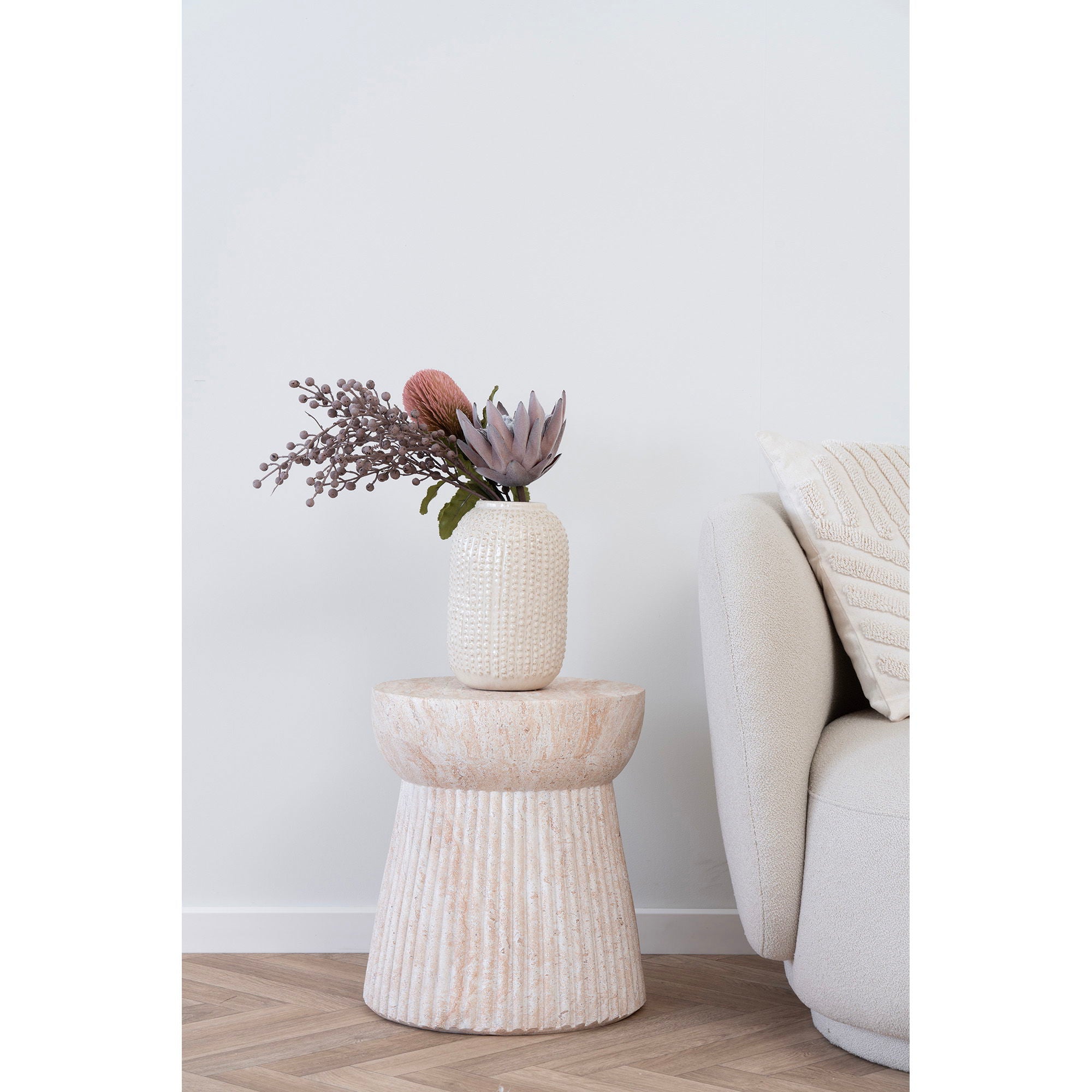 Sidebord, fiberleire, natur<br>Ø47.5x41 cm