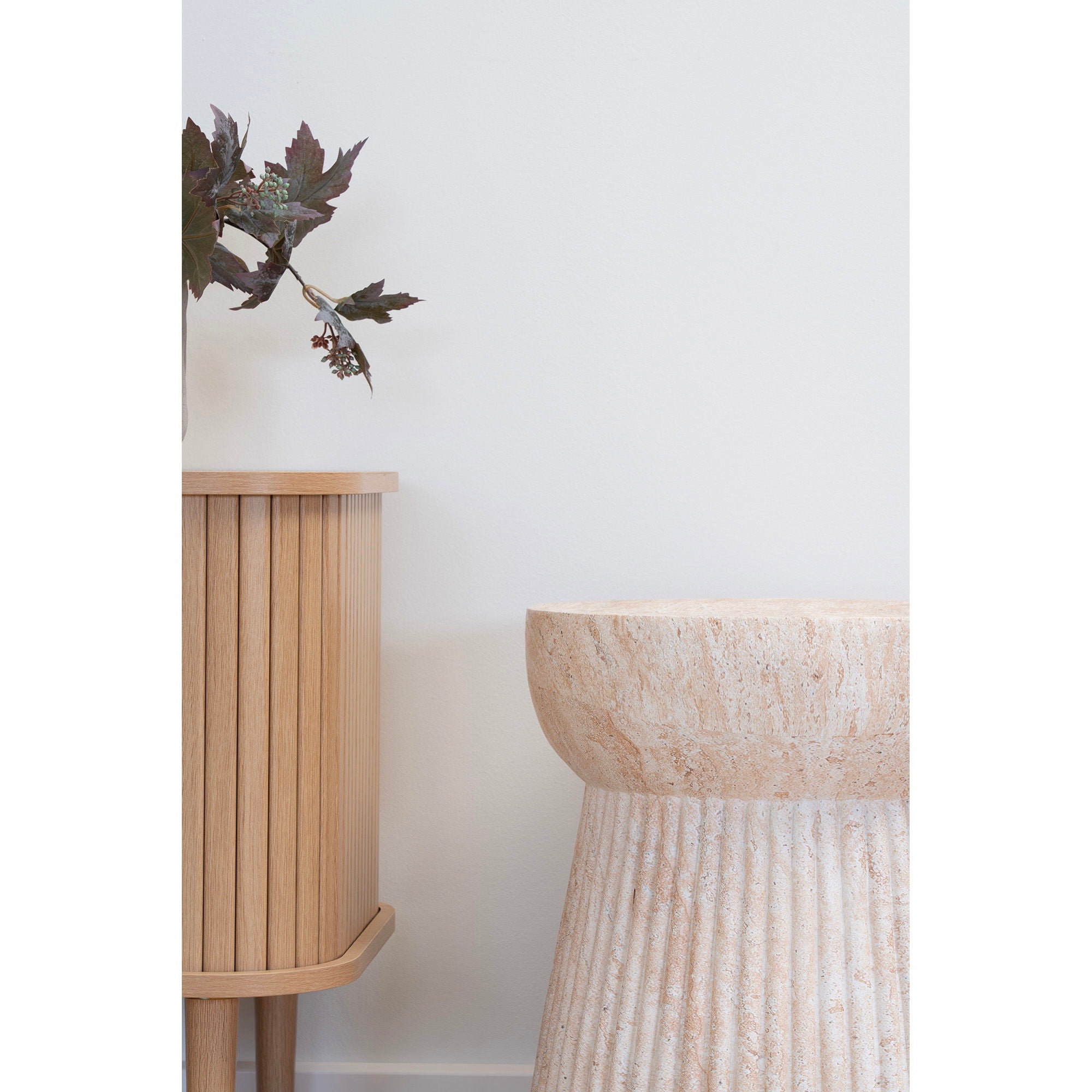 Sidebord, fiberleire, natur<br>Ø47.5x41 cm