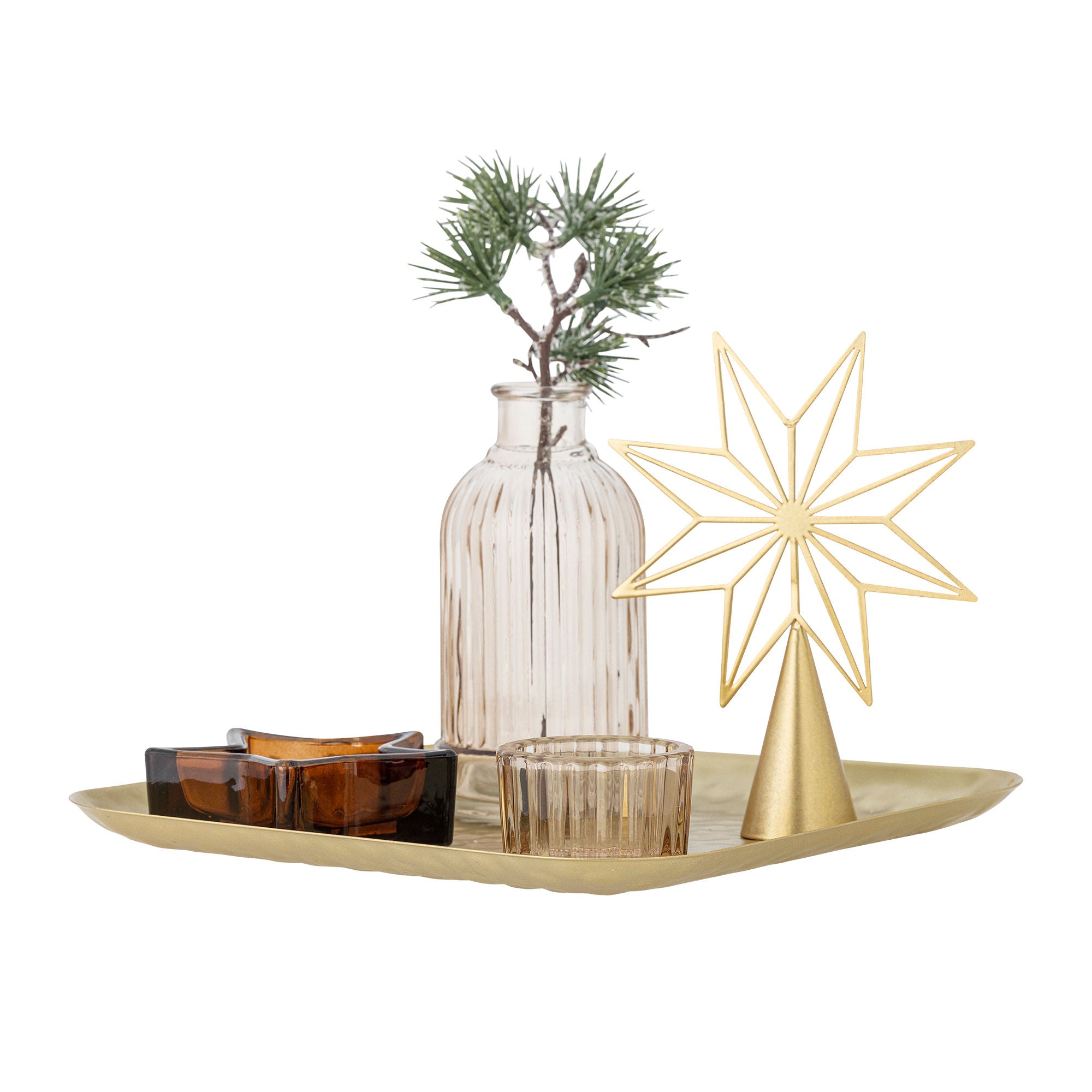 Bloomingville Sanga Tray m/furu skjebne, gull, glass