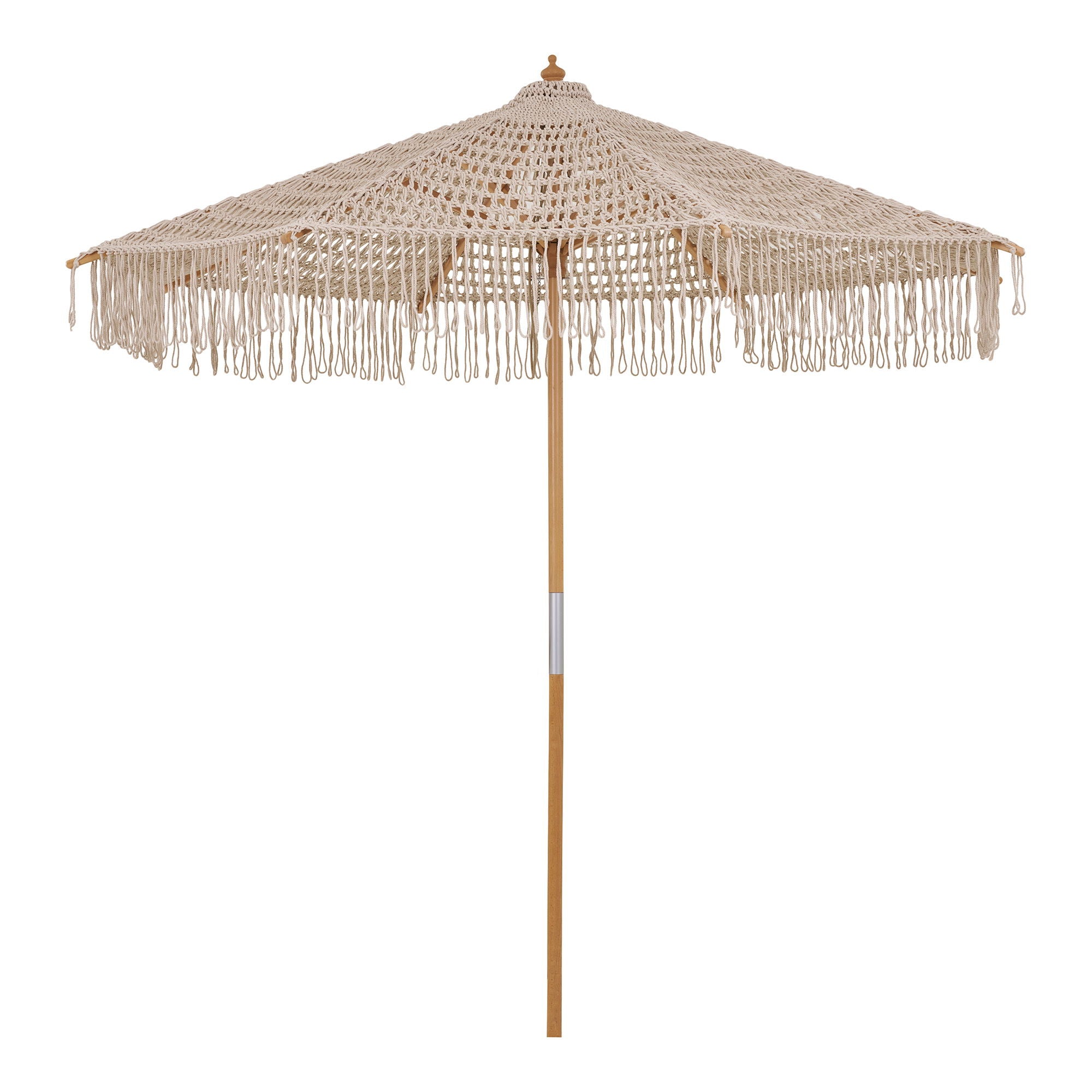 Parasoll, bomull, trepinne, beige<br>ø250 cm