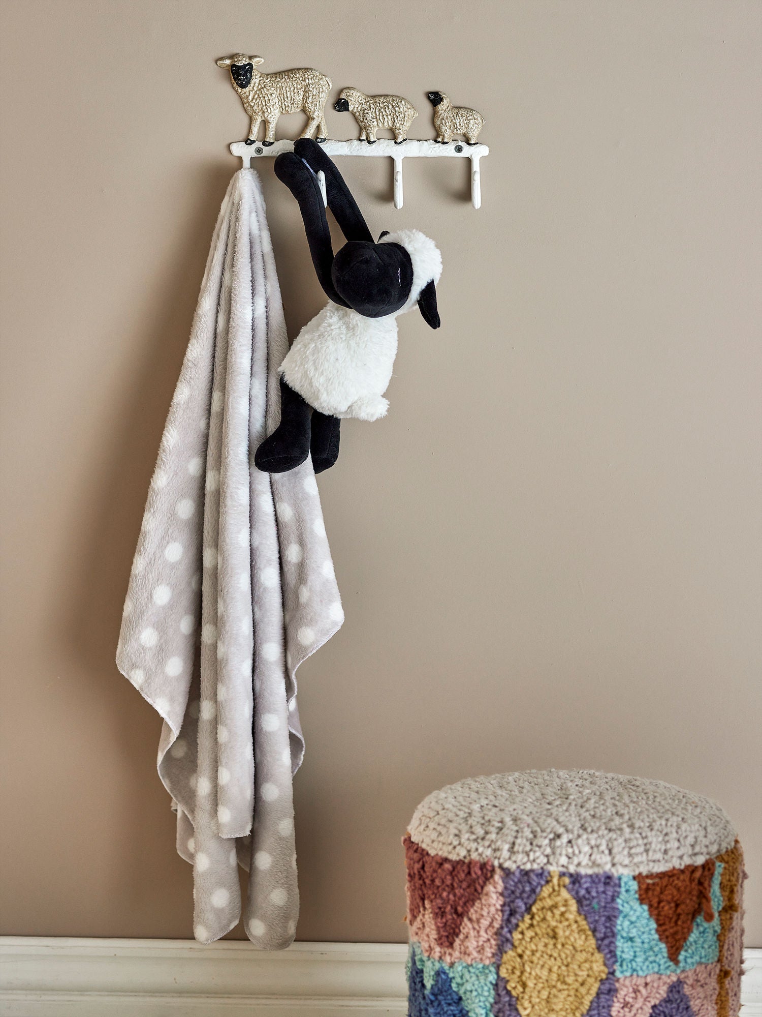 Bloomingville mini dolly bamse med teppe, hvit, polyester