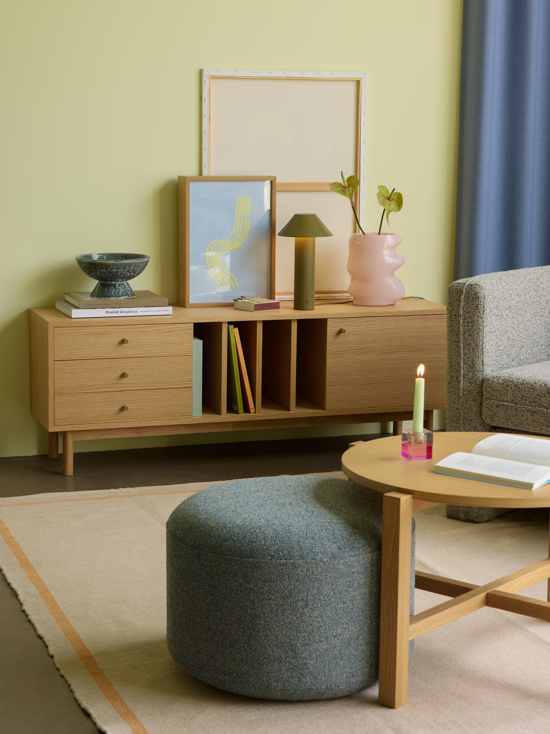 Fire salongbord naturlig (sett med 2) - ø68xh42cm, ø48xh55cm