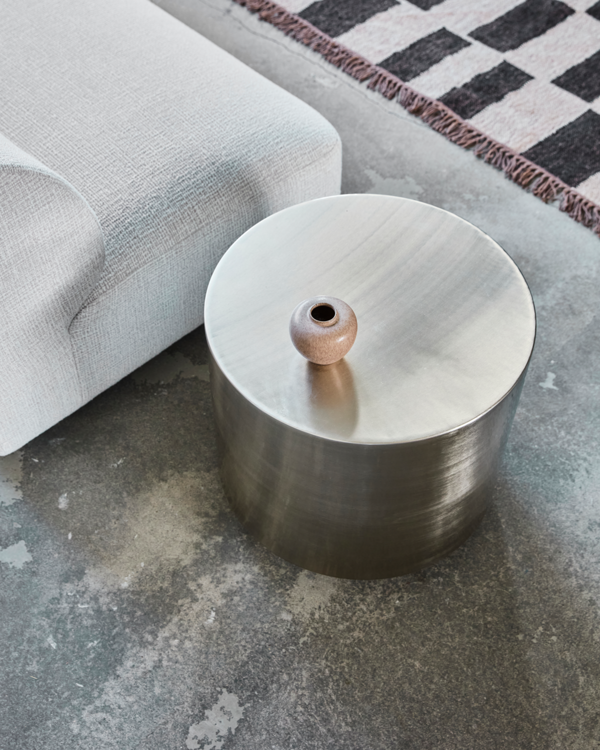 Salongbord, HDStep, børstet sølvfinish