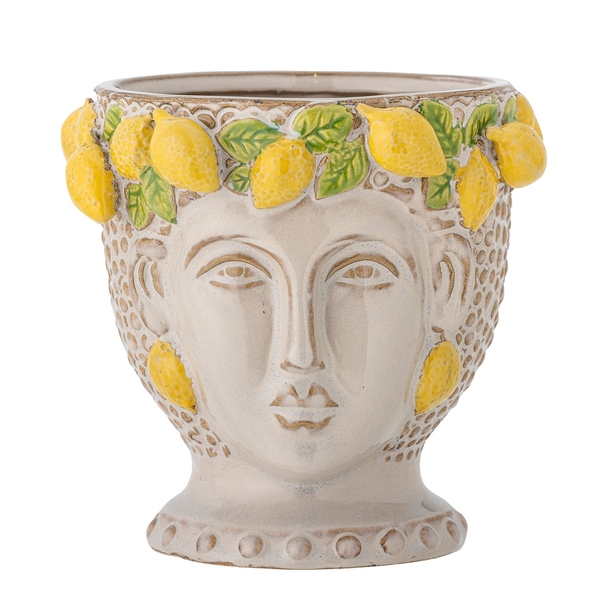 Kreativ samling limone urte potte hjules, gult, steingods