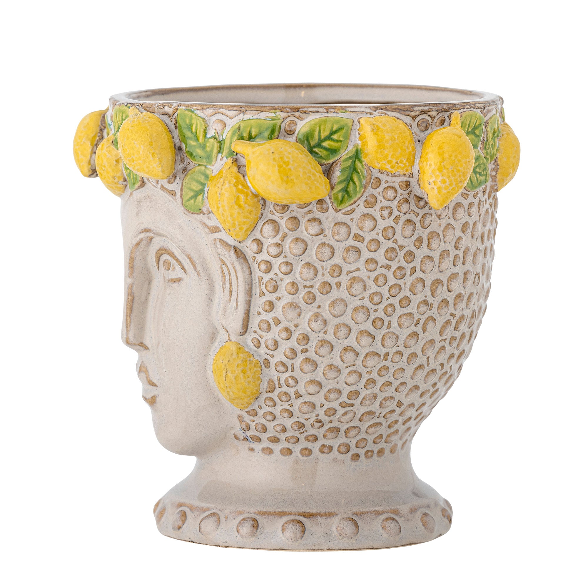 Kreativ samling limone urte potte hjules, gult, steingods