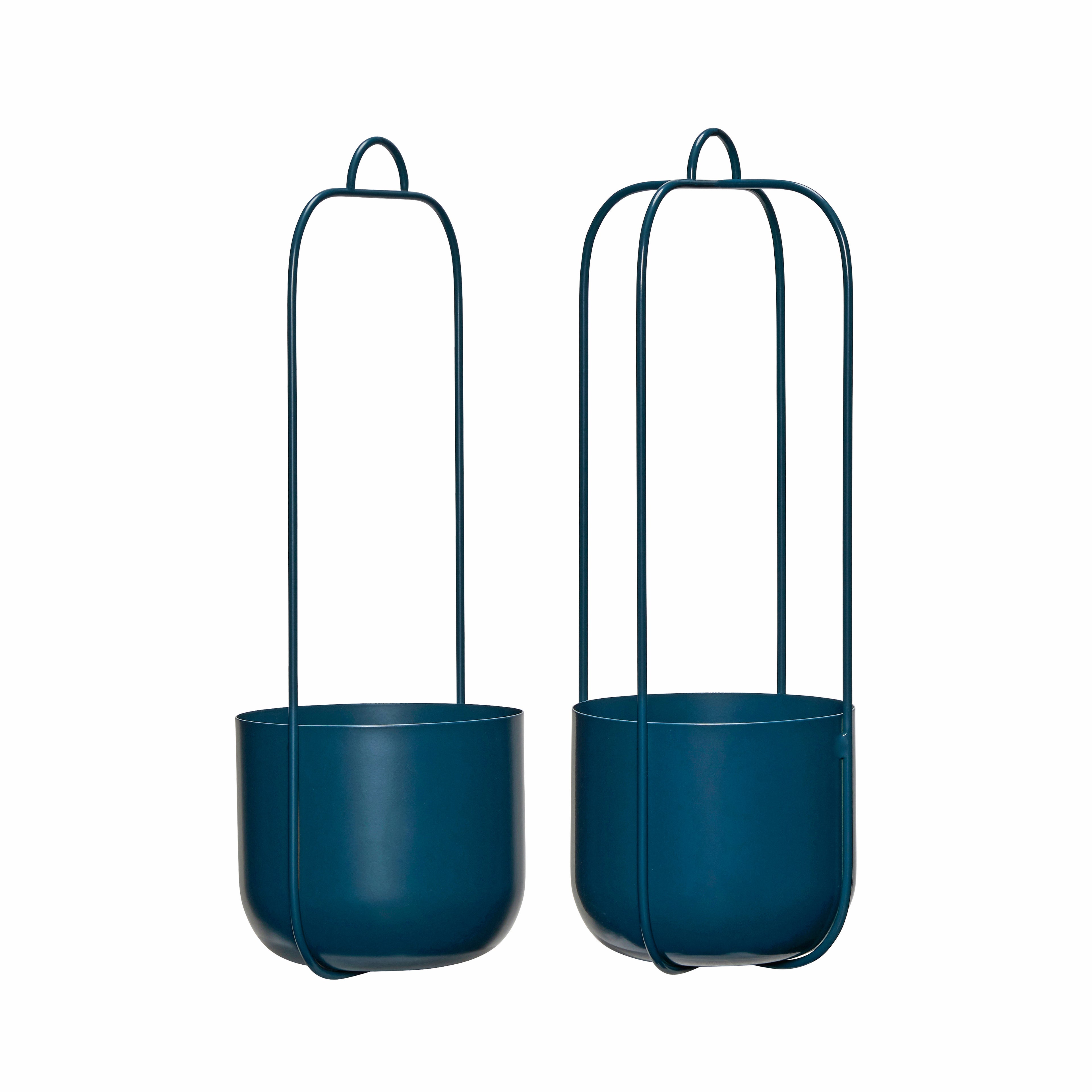 Lotus Hanging Pot Petrol (sett med 2) - Ø16XH44cm