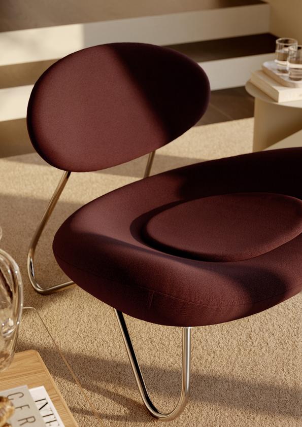 Meadow Lounge Chair - Bordeaux/børstet stål