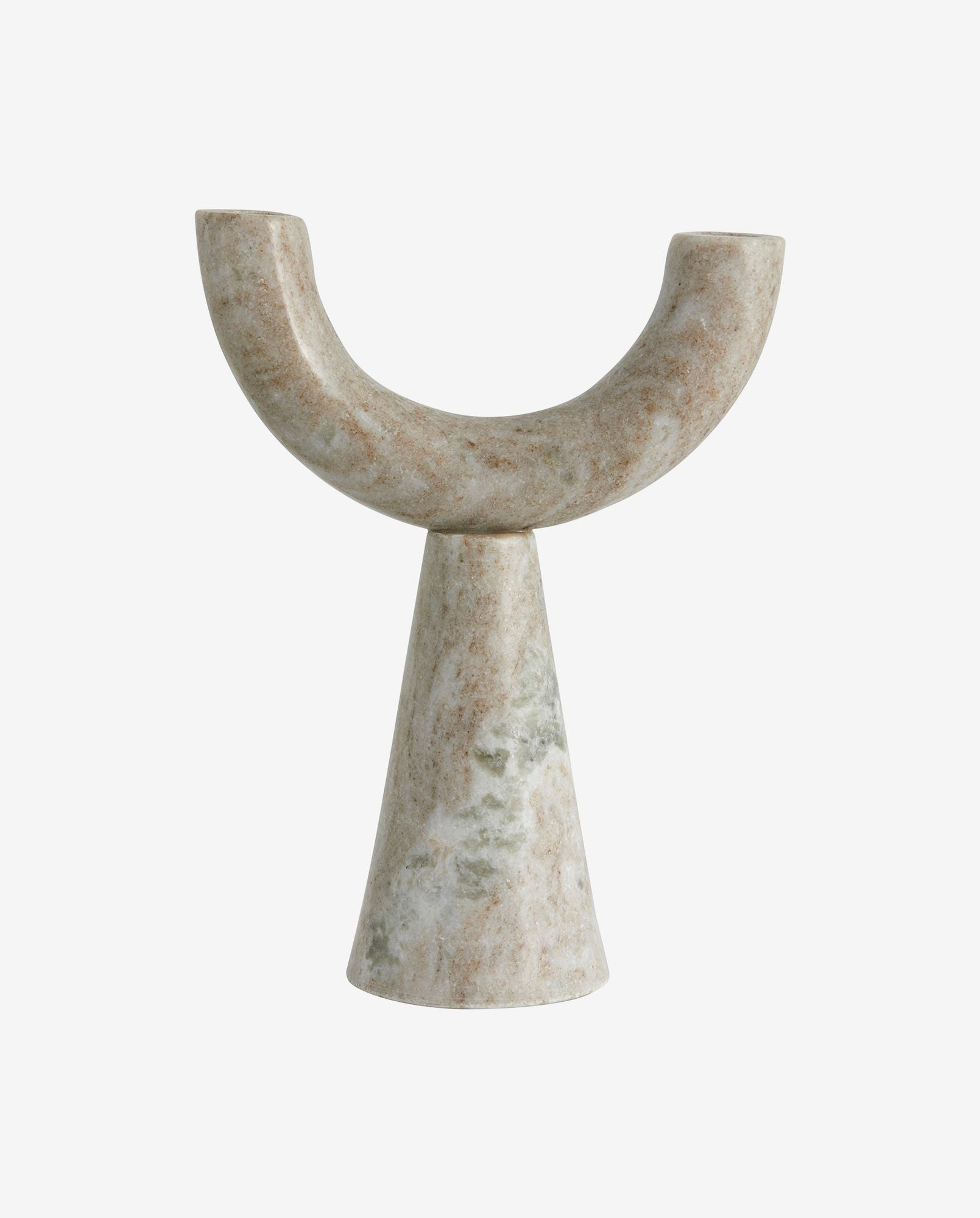 Rif lysestake i marmor - H26,5 cm - lysebrun