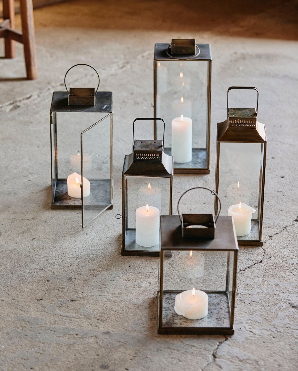 ANTIKK lanterne i jern - h30 cm - gullfinish