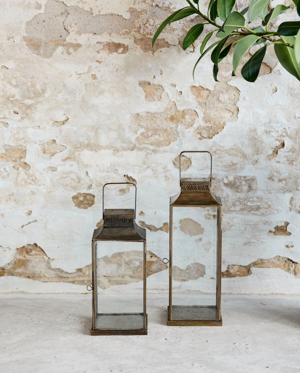 ANTIKK lanterne i jern - h30 cm - gullfinish