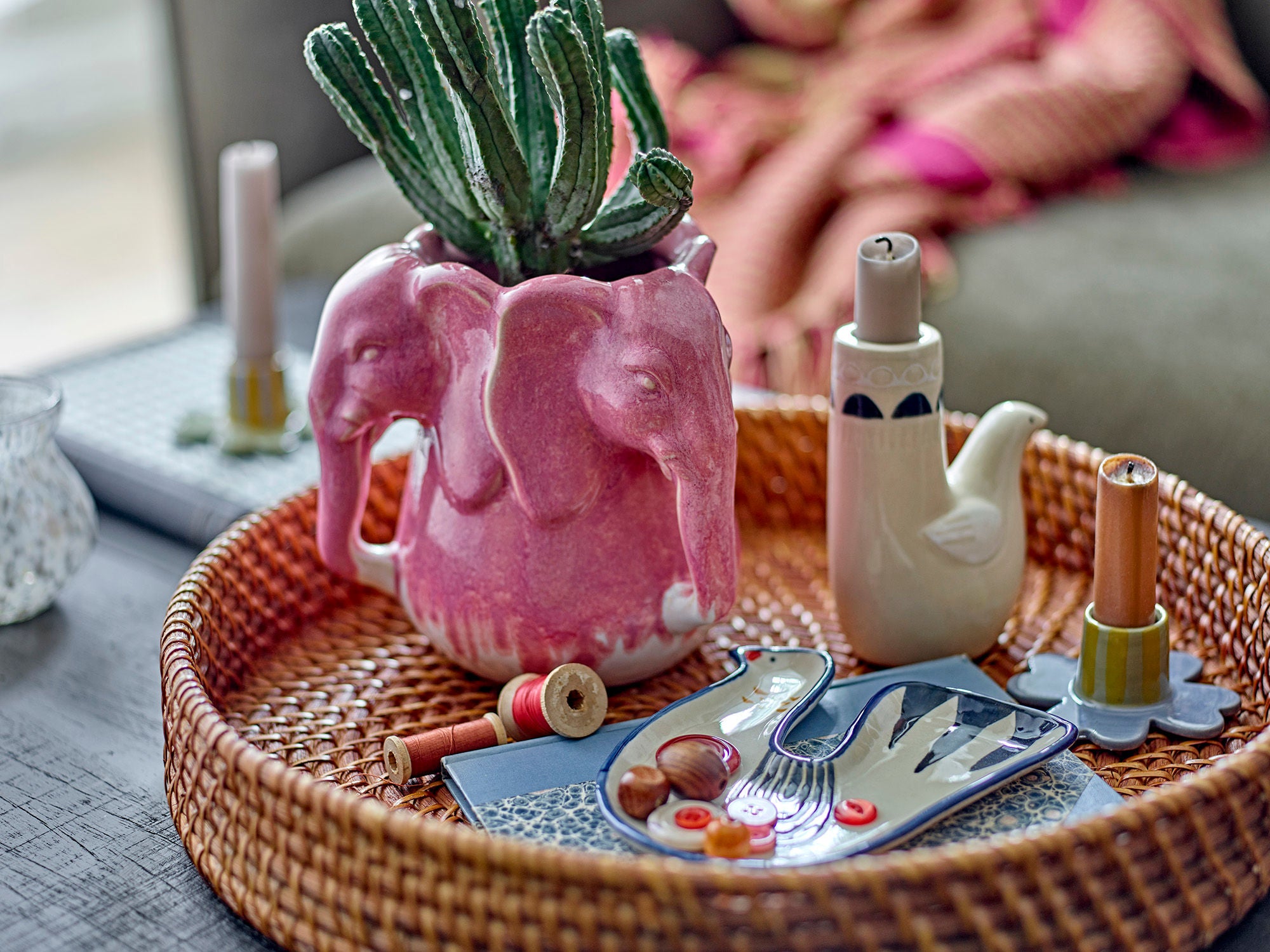 Bloomingville Pontus Vase, rosa, steingods