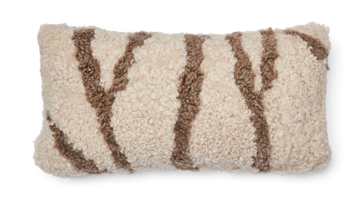 Sebra lammeskinnspute | Korthåret | New Zealand | Dobbeltsidig | 30x60 cm