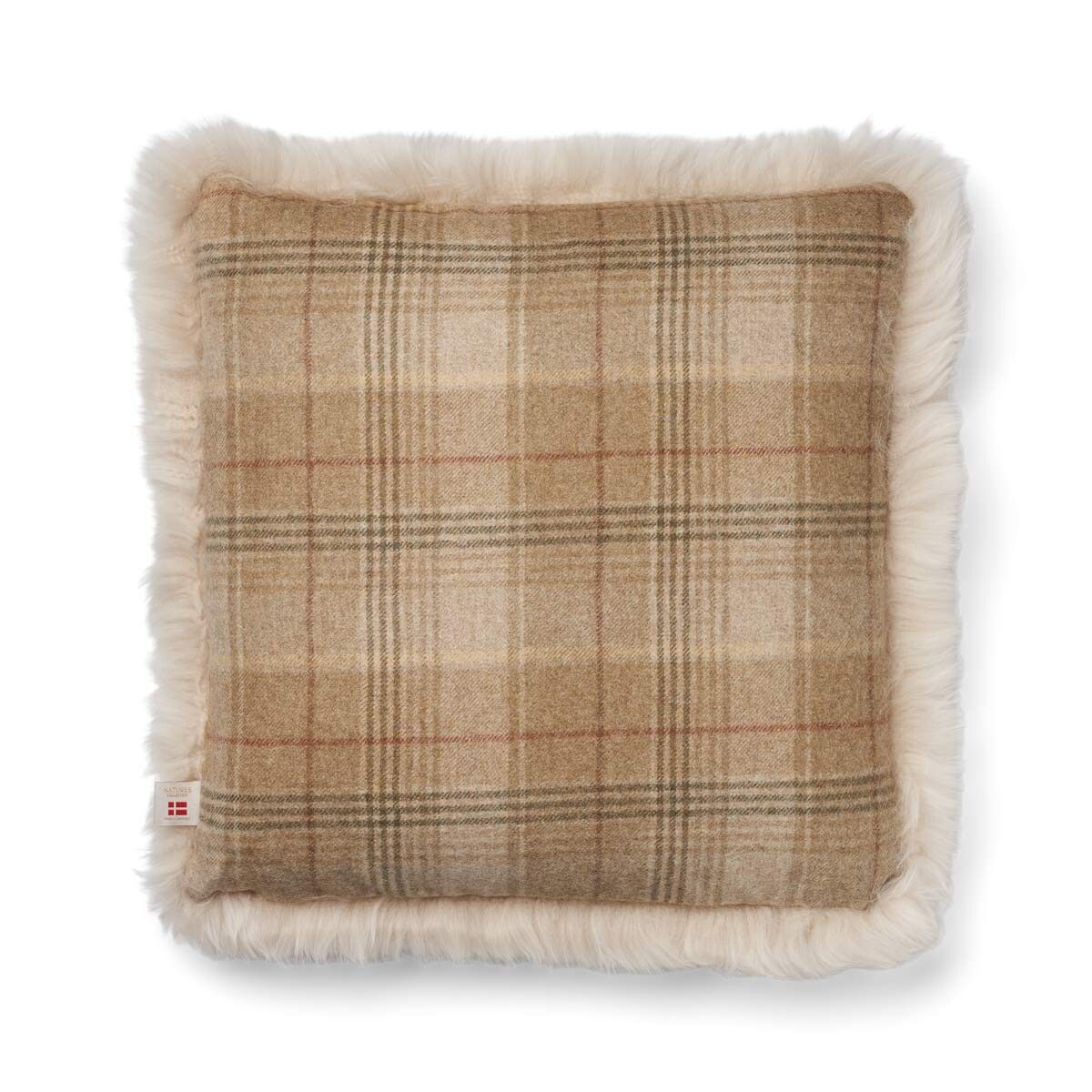 Sjekket samling | Ullpute | Langhåret | 52x52 cm