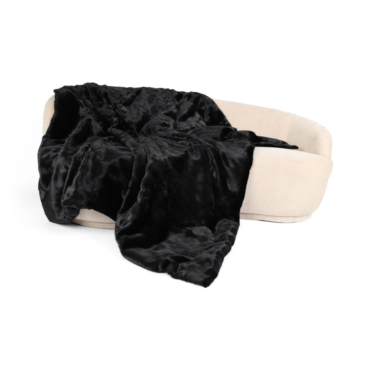 Mink pledd | Cashmere bakside | Svart | 200x200 cm