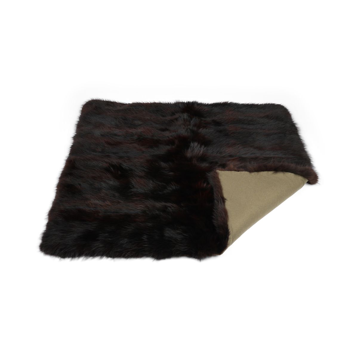 Premium revepledd | Cashmere bakside | Mørk brun | 150x150 cm
