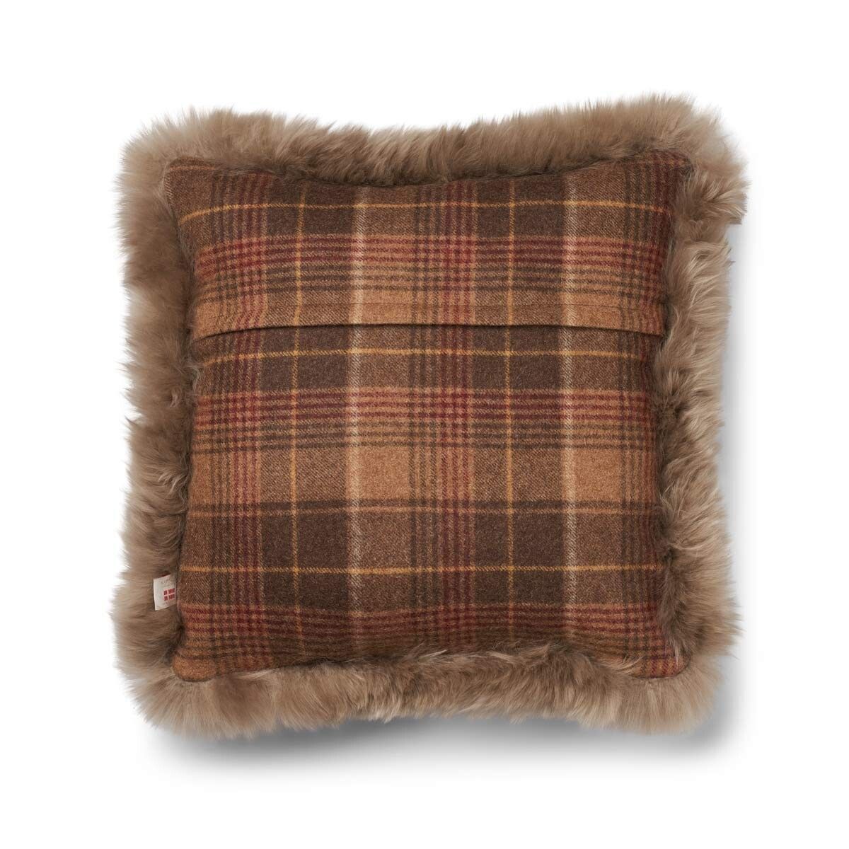 Sjekket samling | Ullpute | Langhåret | Dobbeltsidig | 52x52 cm