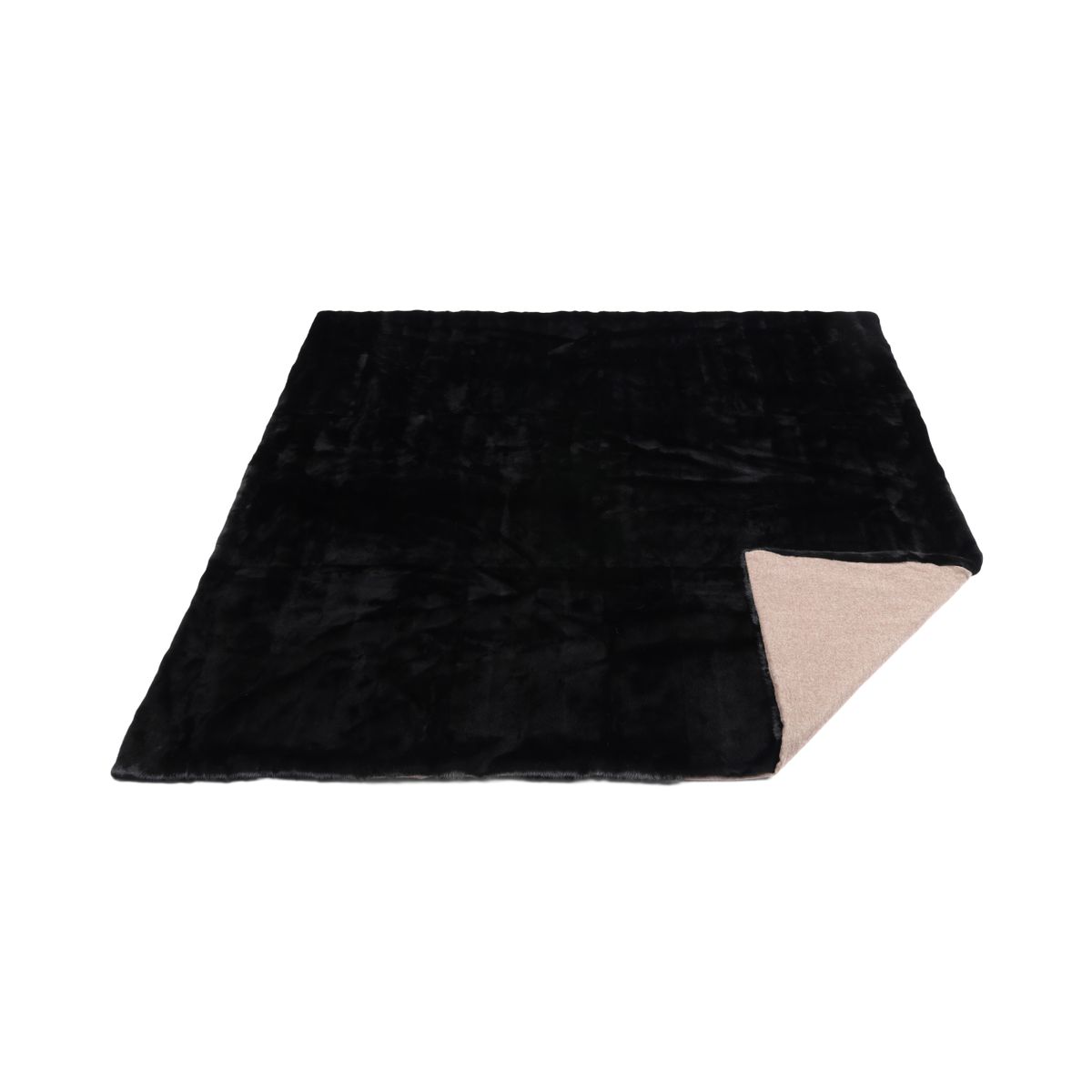 Mink pledd | Baksiden av kashmir | Svart | 188x182 cm
