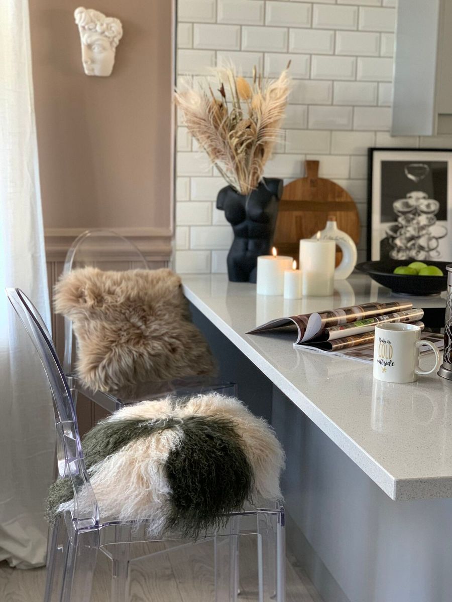 Lammeskinnspute | Krøllete | Tibet | Ø45 cm, Ø62 cm & Ø38 cm