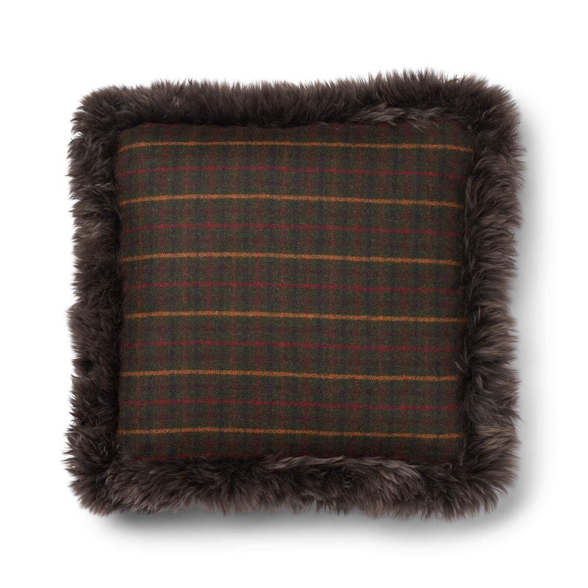 Sjekket samling | Ullpute | Langhåret | Dobbeltsidig | 52x52 cm