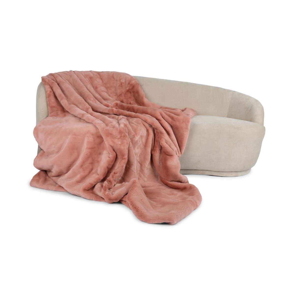 Mink pledd | Cashmere bakside | Gammel Rose | 124x142 cm