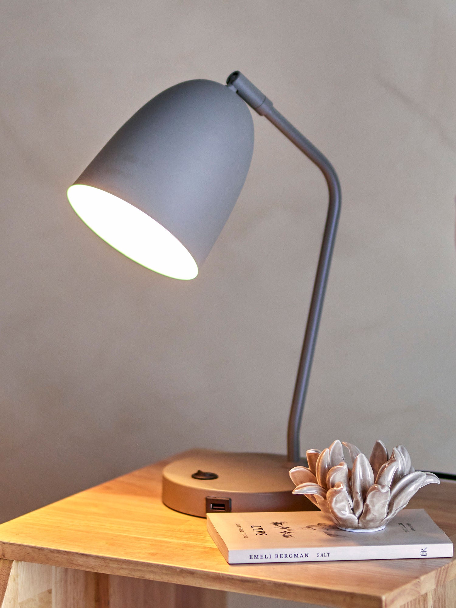 Bloomingville lemar bordlampe, grå, metall