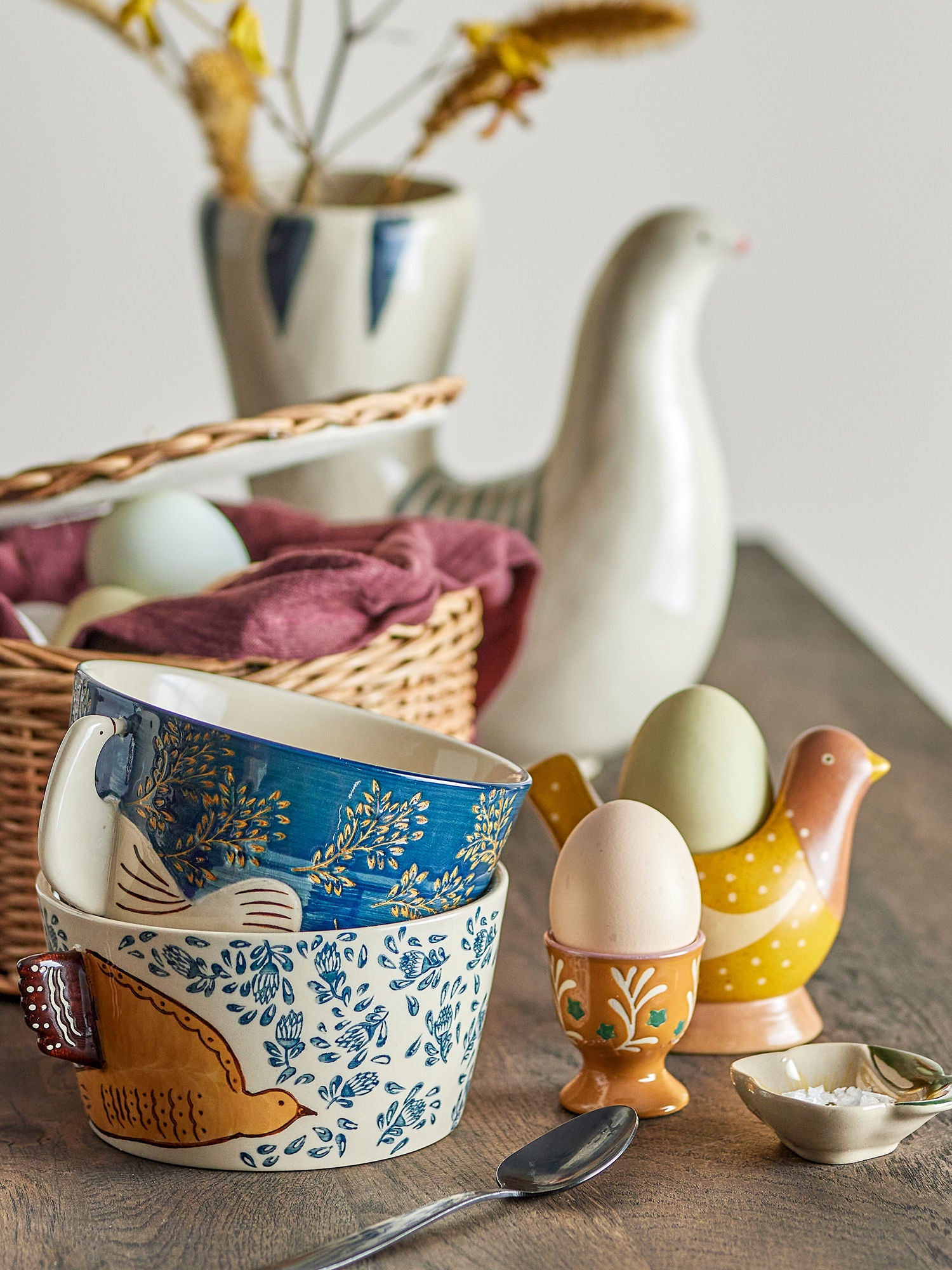 Bloomingville Birdy Egg Beaker, blått, steingods
