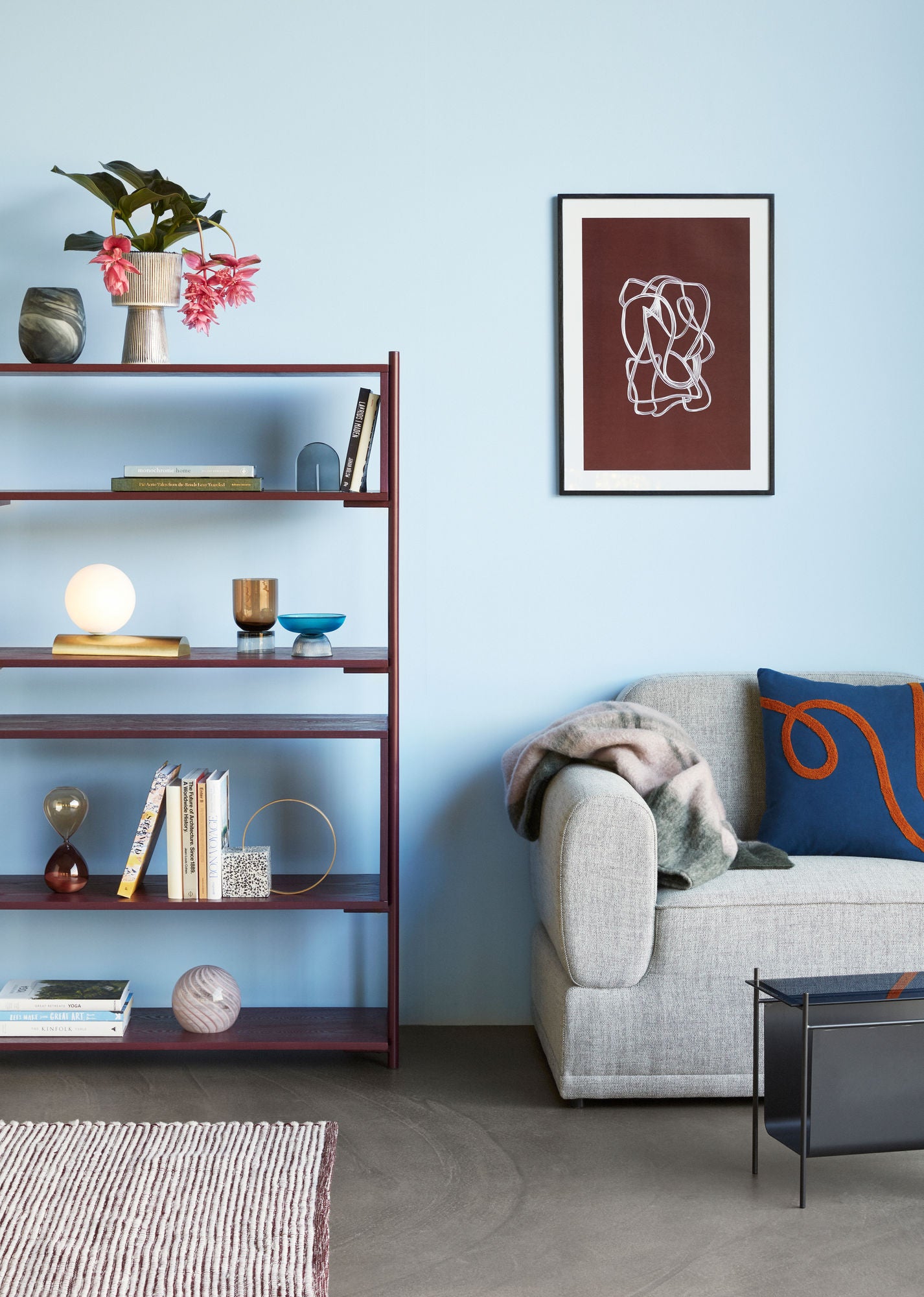 Hübsch valmue teppe burgunder/hvit