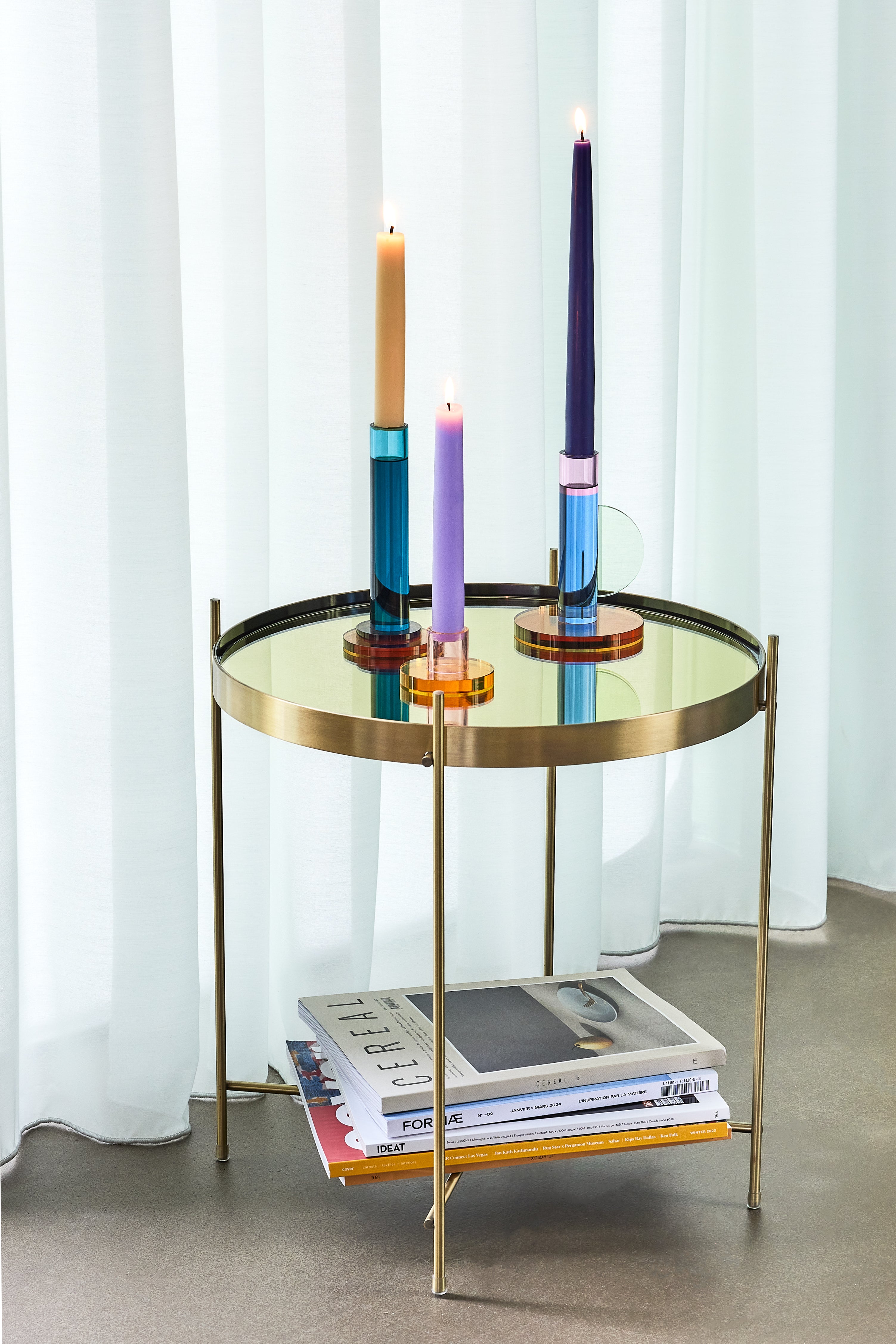Reflekter sidebord messingfarge - Ø43XH45cm