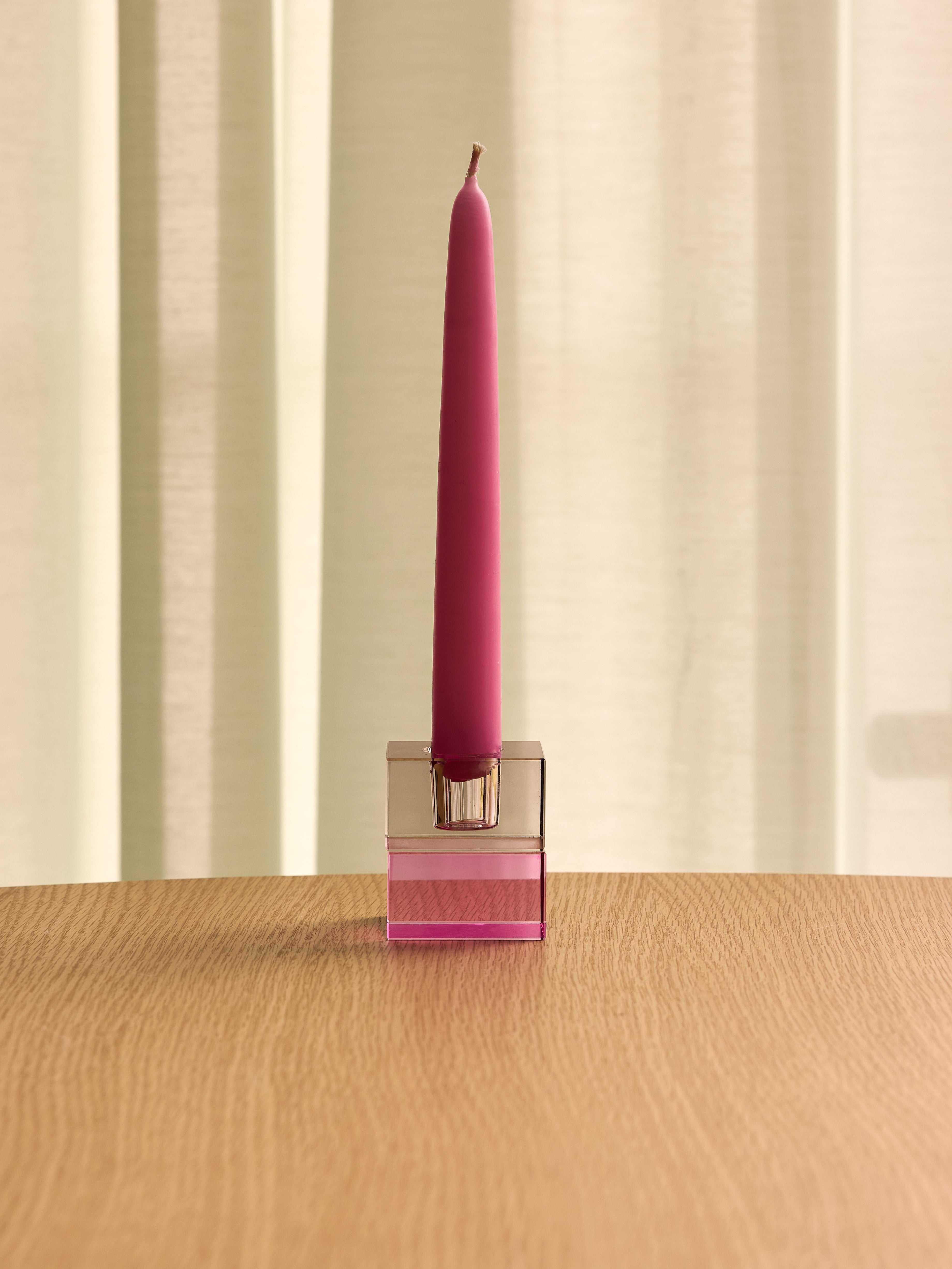 Blokklysestaker Brun/grønn og grå/rosa (sett med 2) - 5x5h6cm