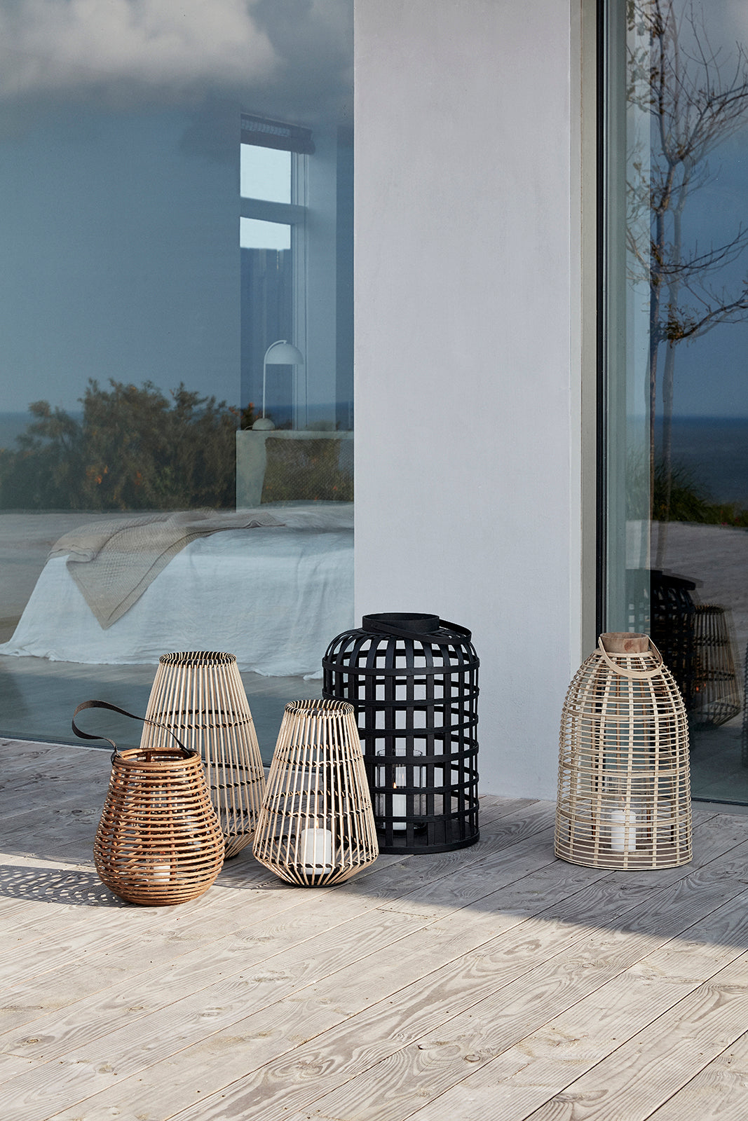 Grid Lanterns Black (Set of 2) - Ø35XH54, Ø41XH58cm