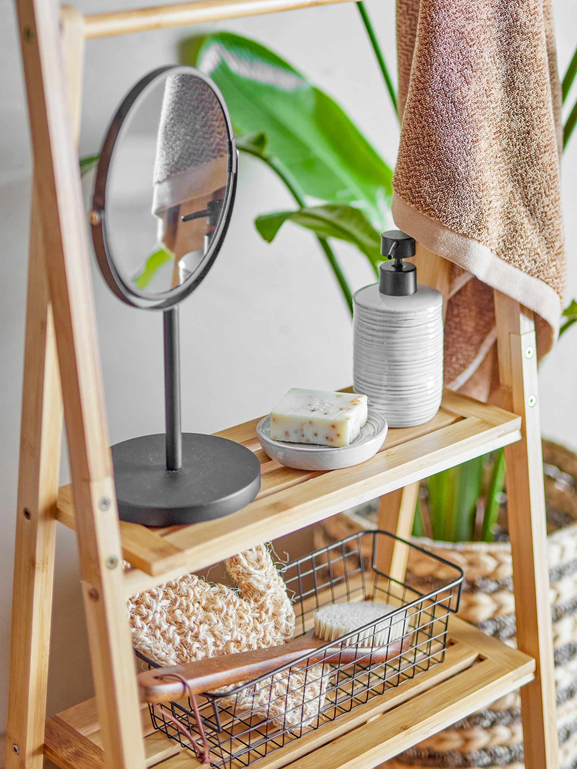 Mildt bordspeil, svart, metall