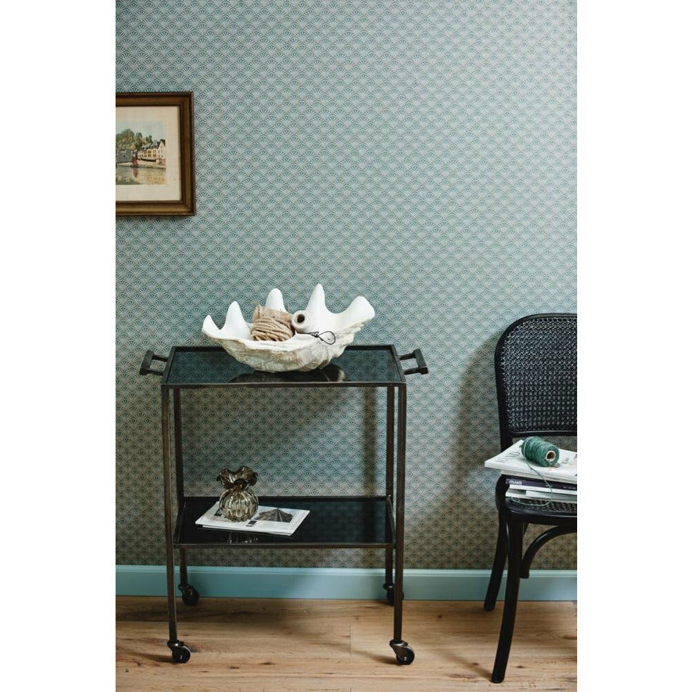 Nordal TONE rullebord i jern m/sorte glashylder - 73x41 cm - grå/sort - Nordal - DesignGaragen.dk