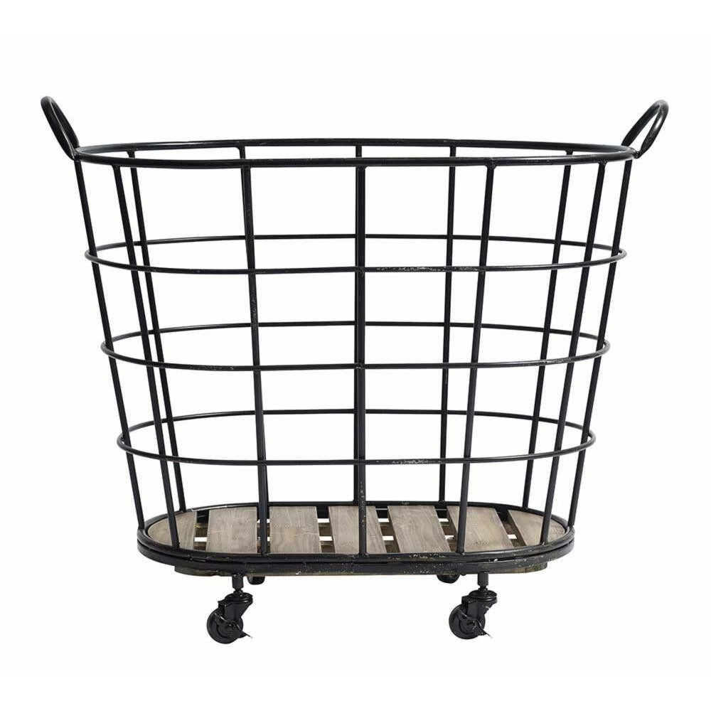 Downtown Wire Basket med hjul - H73 cm - Svart