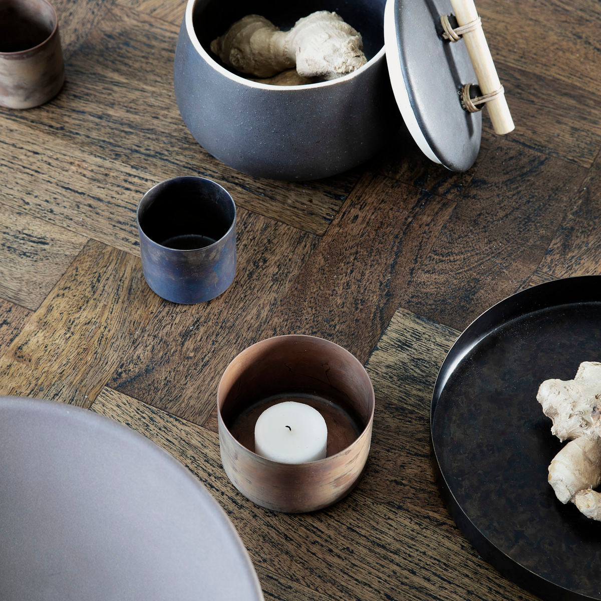 Huslege - fyrtårn, definere, antikk kobber - H: 5 cm, dia: 8 cm