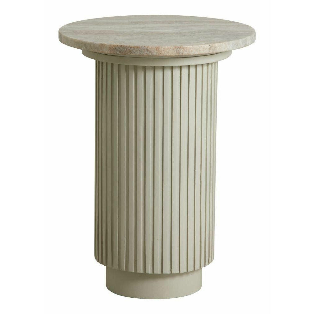 Erie runde sidebord i tre og marmor - Ø40 cm - rå hvit, brun, beige