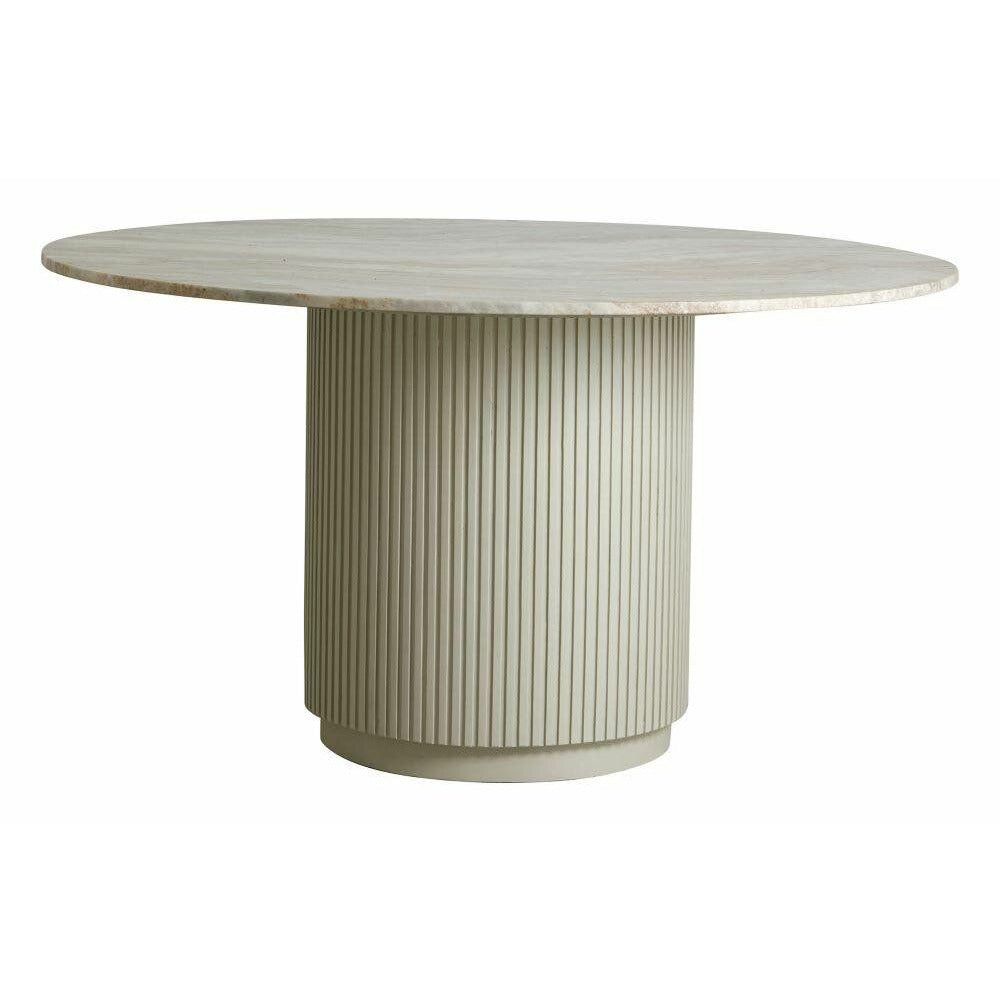 Erie rundt spisebord i tre og marmor - Ø140 cm - rå hvit, brun, beige