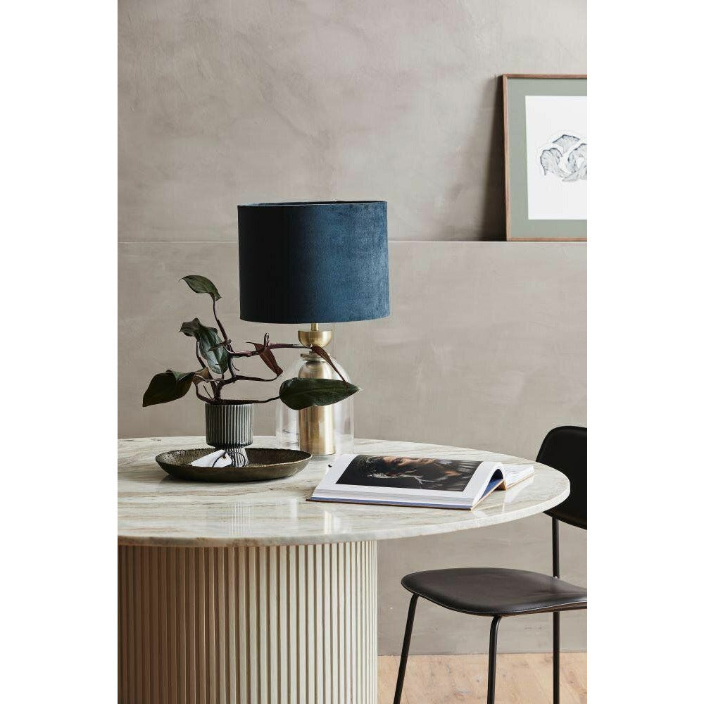 Erie rundt spisebord i tre og marmor - Ø140 cm - rå hvit, brun, beige