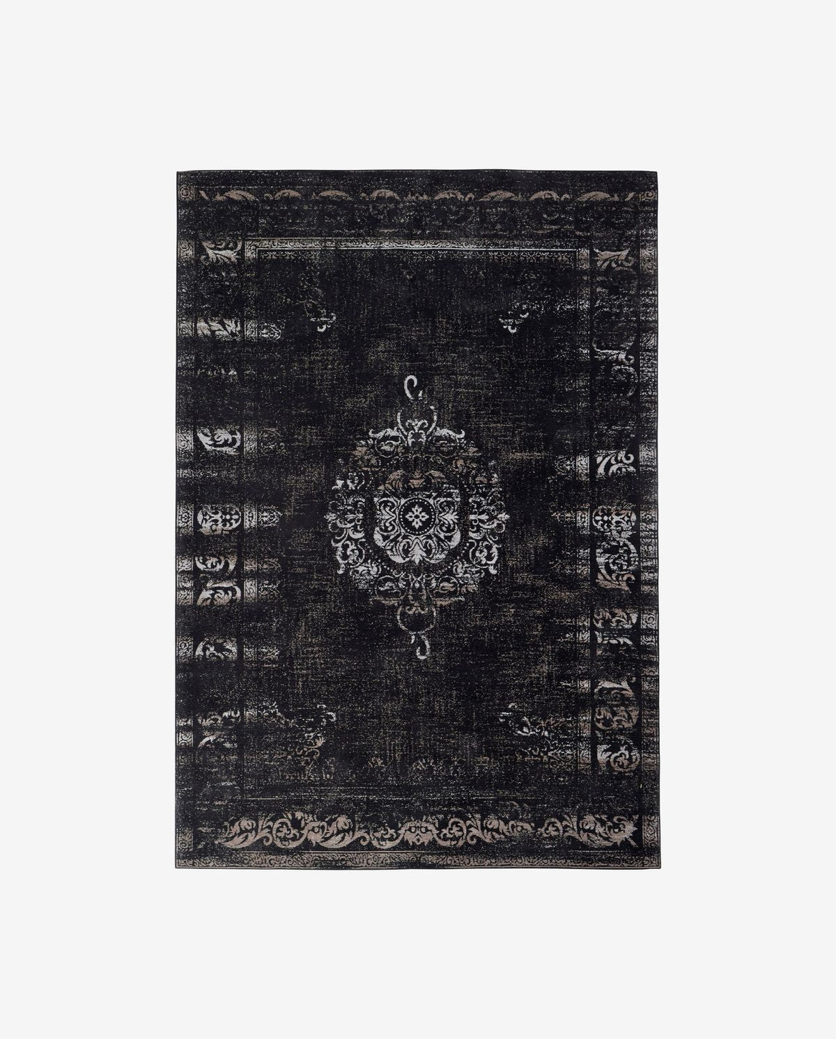 Grand Woven Cotton Teppe - 200x290 - Mørk grå/svart