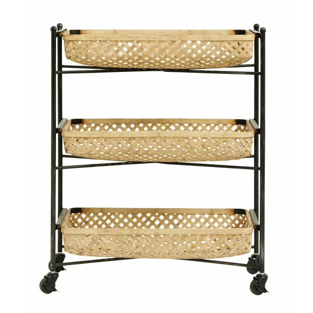 Nordal Roller Table med flettekurver i bambus - 64x36 cm - Natur/svart