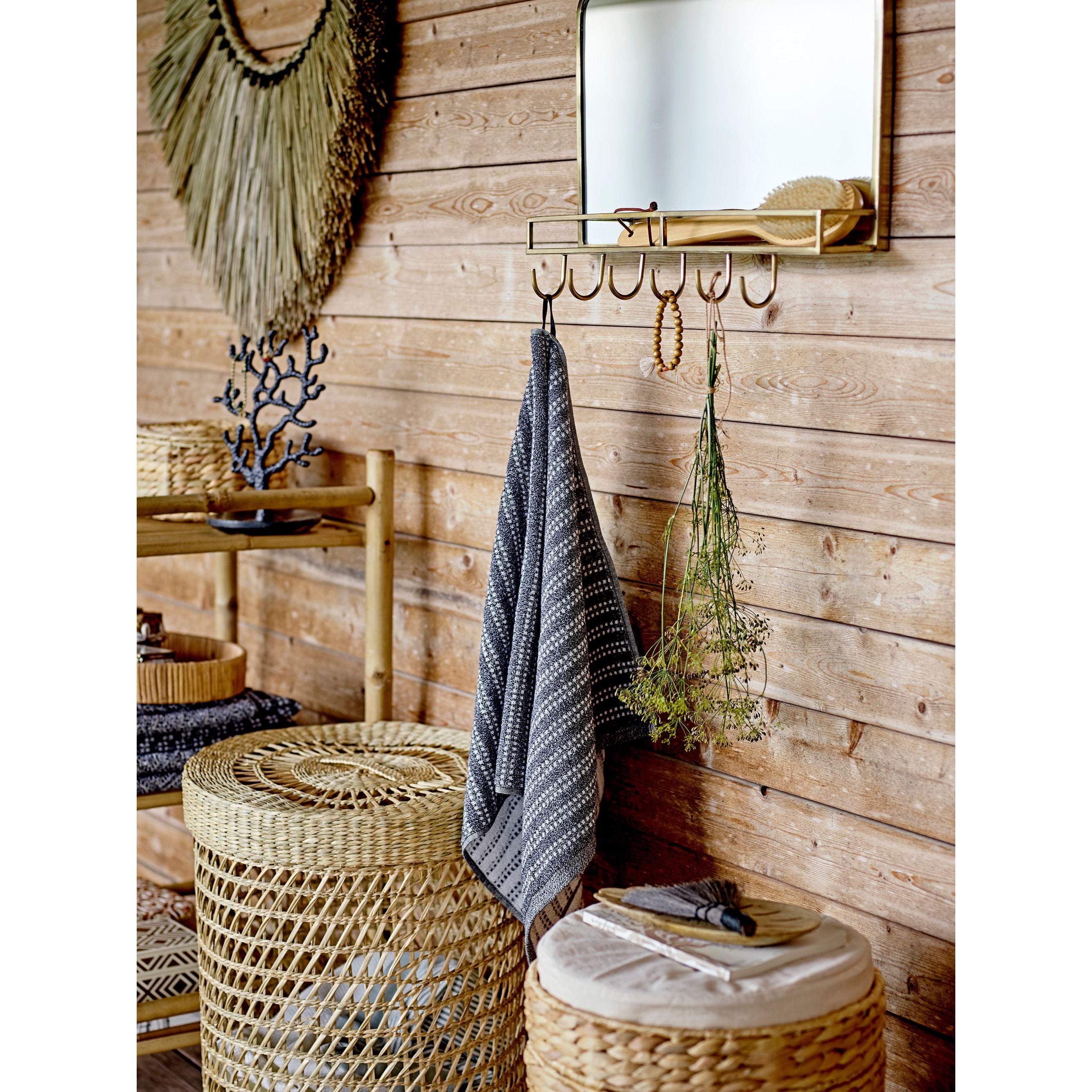 Bloomingville Shona Basket m/lokk, natur, Vandhyacinth