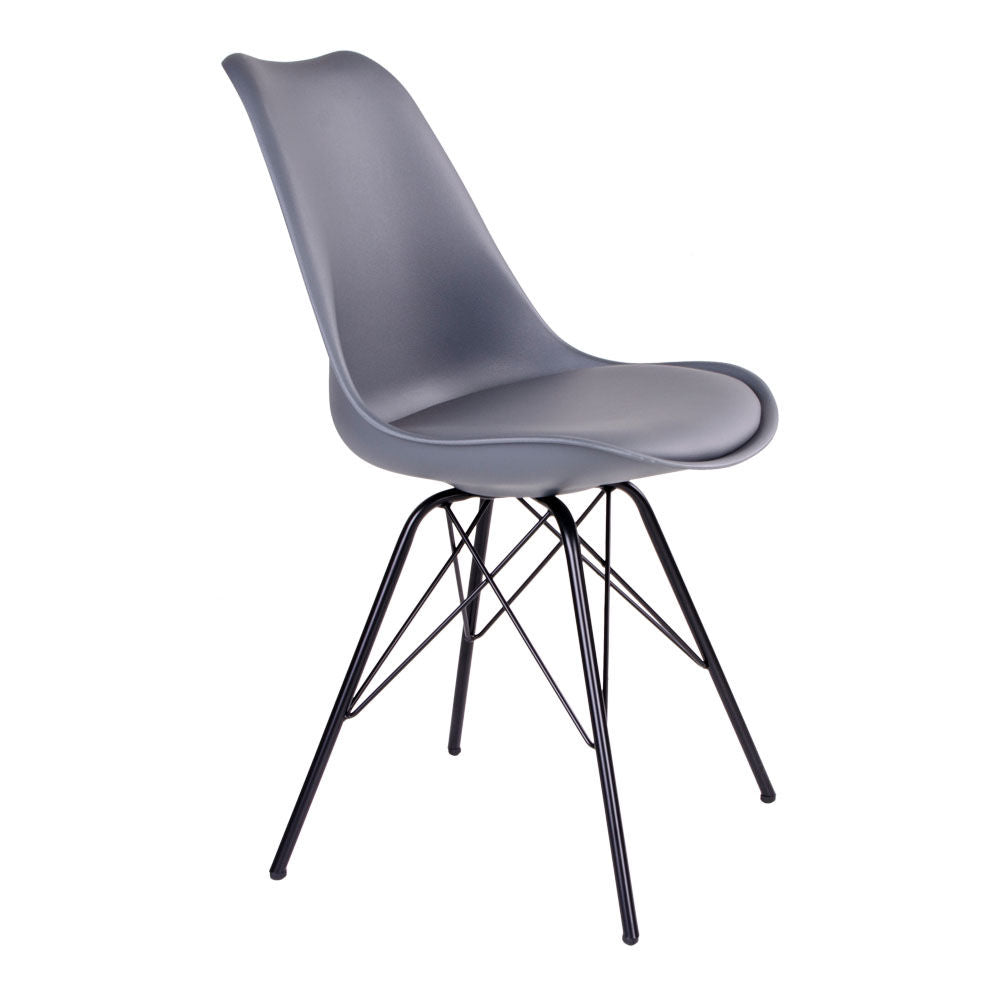 Oslo Dining Chair - spisebordstol, grå med svarte ben