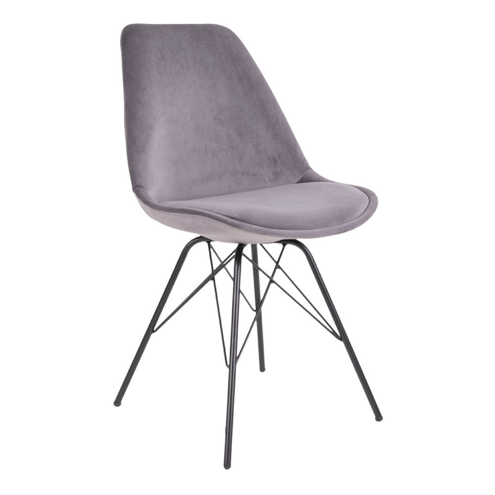 Oslo Dining Chair - Spisebordstol i velour, grå med svarte ben, HN1213