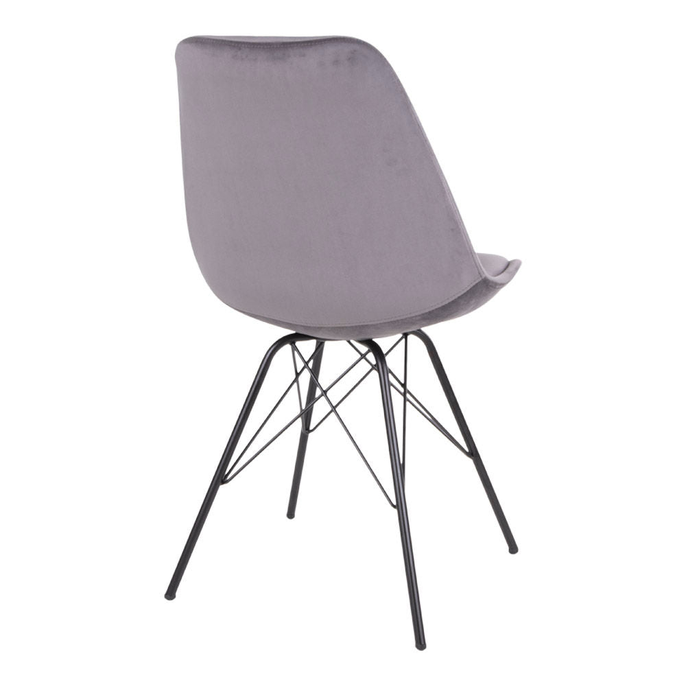 Oslo Dining Chair - Spisebordstol i velour, grå med svarte ben, HN1213