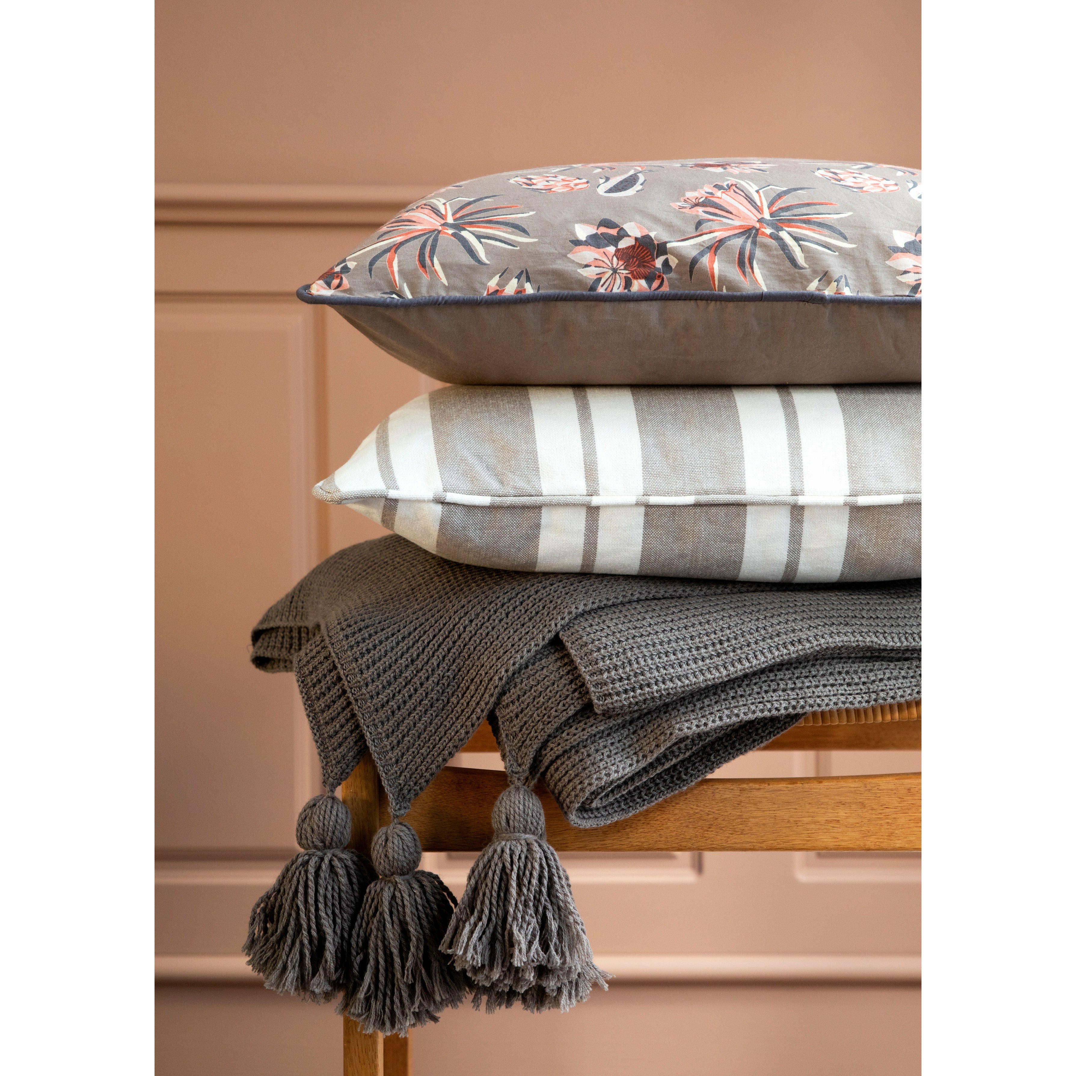 Cozy Living Throw - Bomull - Strikket m. dusk - MUD