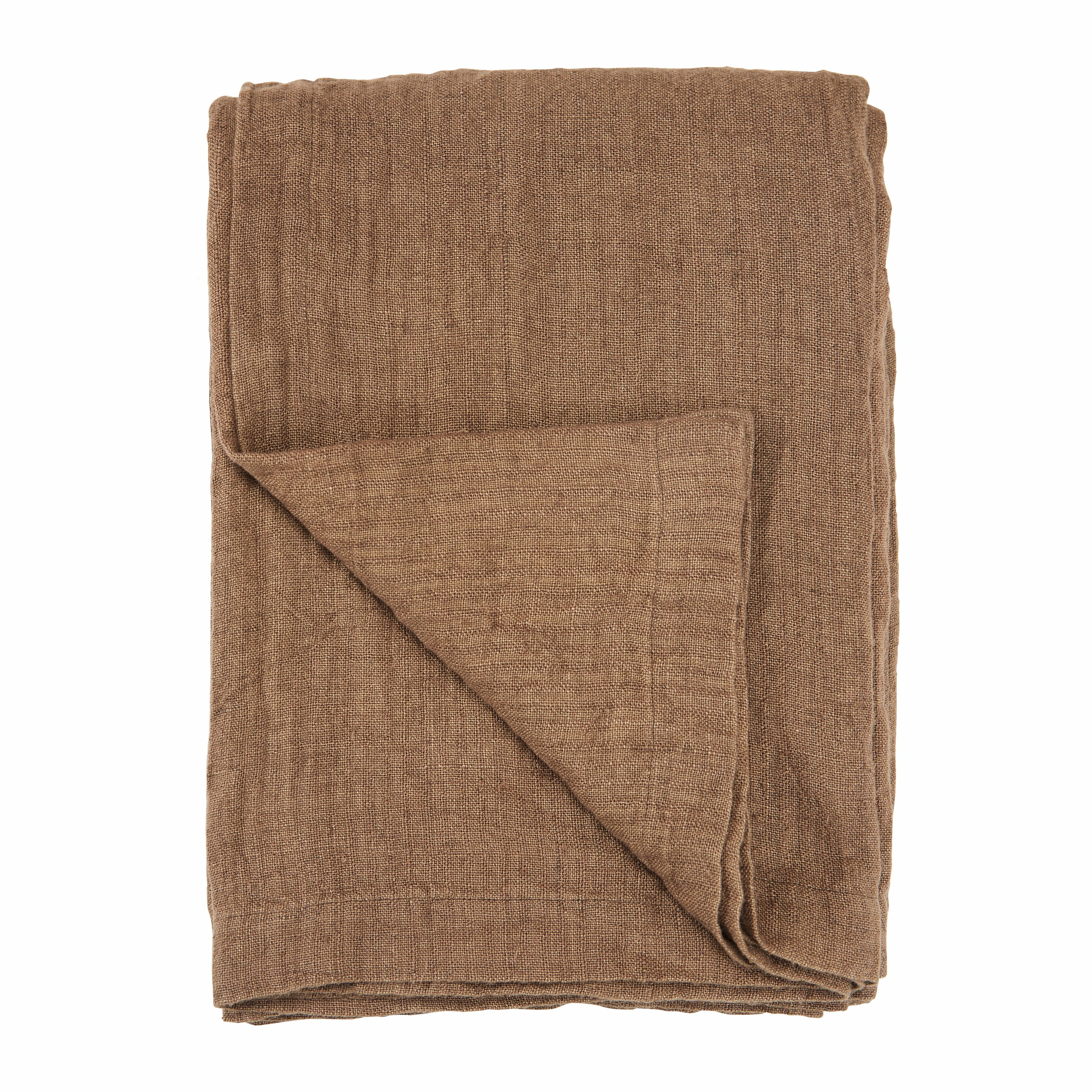 Cozy Living Luxury Rustikk sengeteppe i lin - EARTH*