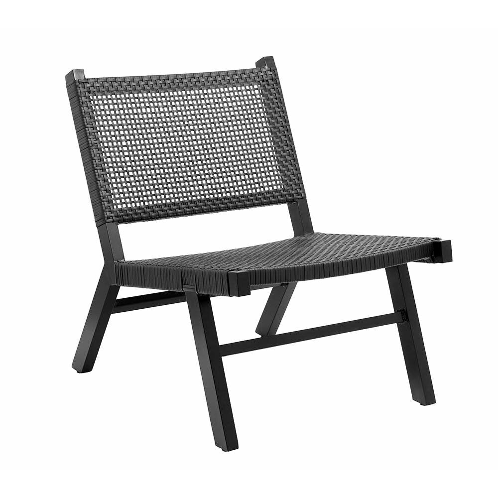 Vasai Lounge Garden Chair in Braided Polyrattan - Black